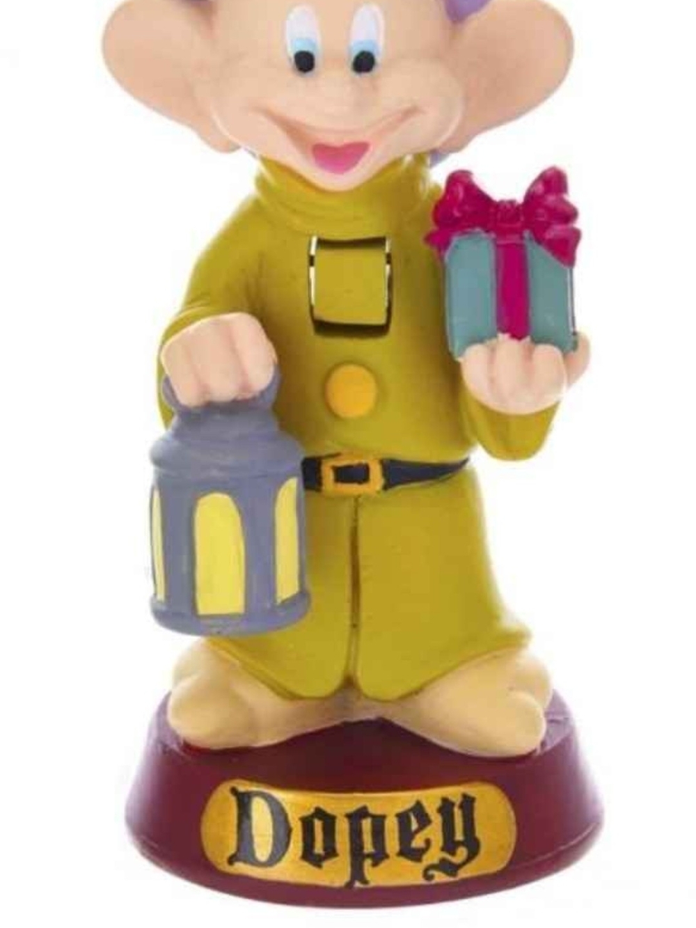Dopey Nutcracker with Lantern and Gift - Yellow Coat 4 " Tall